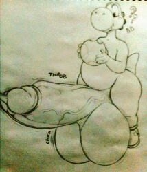 anthro balls eating growth huge_balls huge_cock hyper hyper_penis itzcharlie kosmonius male male_only mario_(series) nintendo pencil_(artwork) penis precum scalie solo solo_male thick_thighs veiny_penis wide_hips yoshi