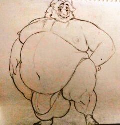 asgore_dreemurr balls belly belly_button big_belly blush bulge embarrassed fat goat huge_bulge huge_cock itzcharlie kosmonius male male_only monster moobs morbidly_obese morbidly_obese_male nipples obese obese_male overweight overweight_male penis solo solo_male undertale undertale_(series) underwear