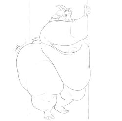 anthro asgore_dreemurr belly big_belly bulge fat fat_ass goat huge_ass itzcharlie kosmonius male male_only monster moobs morbidly_obese morbidly_obese_male nipples obese obese_male overweight overweight_male solo solo_male stuck stuck_in_door thick_thighs undertale undertale_(series)