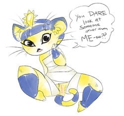 animal_crossing ankha anus bandage english_text feline feline female fur hair mammal muura nintendo open_mouth presenting pussy solo spread_legs spreading stripes text video_games whiskers yellow_fur