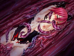 areolae armpits belly blush bottomless censored closed_eyes clothing curvaceous erect_nipples fellatio flat_chest flat_chested hair impregnation mahou_shoujo_ai navel_penetration nipples oral pettanko red_hair sex sleeping slime tentacle torn_clothes vaginal_penetration