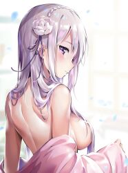 ale_nqki big_breasts emilia_(re:zero) re:zero_kara_hajimeru_isekai_seikatsu shiny_skin tagme