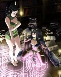 absurd_res bottomless fire_emblem fire_emblem_awakening fully_clothed grimoire magic magic_user mother_and_daughter noire_(fire_emblem) spell tharja_(fire_emblem) zexiiart