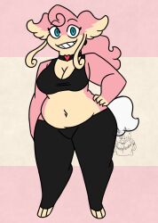 anthro anthrofied audino big_breasts breasts chubby chubby_female cleavage clothed clothing female nerdyreindeer nintendo pokémon_(species) pokemon solo standing thick_thighs wide_hips