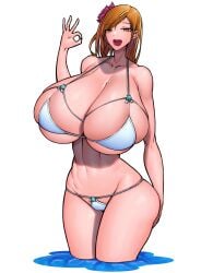 1girls big_breasts big_thighs bikini bleach breasts busty curvy female giant_breasts gigantic_breasts huge_breasts huge_thighs inoue_orihime large_breasts looking_at_viewer massive_breasts mole mole_on_breast mole_under_eye mole_under_mouth swimsuit thick_thighs thighs wolffeld_price