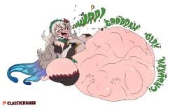 1girls after_vore ahe_gao alternate_breast_size alternate_costume barefoot belly belly_bulge big_ass big_belly big_breasts burp burping_up_object cape classychicken34 cleavage clothing corrin_(fire_emblem) corrin_(fire_emblem)_(female) digestion_noises female_corrin female_pred fire_emblem fire_emblem_engage fire_emblem_fates fire_emblem_heroes gray_hair hand_imprint hand_imprints hands_on_breasts huge_belly large_breasts nintendo official_alternate_costume post_vore red_eyes ring stomach_bulge thick_thighs tongue_out unknown_character vore vore_belly white_background