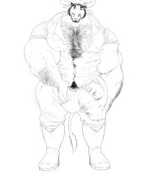 anthro big_bulge big_muscles big_pecs big_penis boots bovid bovine bulge bull cowboy_boots cowboy_hat diesel_(komatose) furry grabbing_bulge groping_self hair hairy hairy_chest itzcharlie kosmonius looking_at_viewer male male_only muscles muscular muscular_male nipple_bulge pants pecs penis penis_outline penis_under_clothes shirt solo solo_male