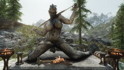 1futa 3d abs big_balls big_breasts big_penis futa_only futanari huge_breasts huge_cock intersex muscular muscular_female outdoors sitting skyrim solo solo_futa statue tagme trixter