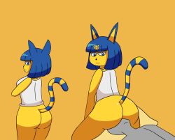 animal_crossing ankha ankha_(animal_crossing) anthro ass ass cat_ears cat_tail catgirl facesitting female furry magitheelf nintendo yellow_body yellow_fur