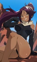 bleach dark-skinned_female female junkzero leotard shihouin_yoruichi tagme