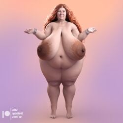 3d 3d_(artwork) areola areolae bbw belly big_areola big_belly big_breasts breasts daz3d daz_studio fat fat_woman female hips hyper_breasts jewelry large_belly large_breasts looking_at_viewer lowhangingfruit3d_(artist) mature_female navel nipples obasan_body_type original_character overweight overweight_female pinup pregnant pregnant_belly pregnant_female red_hair sagging_breasts saggy_breasts smirk solo solo_female solo_focus thick_ass thick_thighs ugly_bitch ugly_woman wide_hips