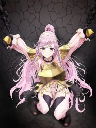 1girls alternate_costume armor arms_up bare_thighs black_panties bondage bound braid breasts chains female female_only femsub fingerless_gloves fire_emblem fire_emblem_awakening fire_emblem_heroes from_above gloves inner_thighs large_breasts long_hair long_sleeves looking_at_viewer looking_up nintendo official_alternate_costume olivia_(fire_emblem) panties pelvic_curtain pink_eyes pink_hair ponytail restrained sakurein solo standing thighhighs thighs thong twin_braids underwear very_long_hair