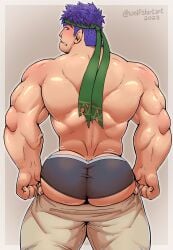 1boy ass back back_muscles back_view bara big_ass big_butt big_muscles blue_eyes blue_hair blush blushing briefs bubble_ass bubble_butt buff dat_ass domination fire_emblem fire_emblem:_path_of_radiance fire_emblem:_radiant_dawn gay green_headband grey_briefs grey_underwear headband huge_ass huge_butt human human_only ike_(fire_emblem) light-skinned_male light_skin looking_back male male_ass male_focus male_only muscles muscular muscular_male no_visible_genitalia pants pulling_pants_up round_ass round_butt solo solo_focus solo_male teeth teeth_clenched teeth_showing tight_briefs tight_clothing tight_pants underwear wolfshirtart