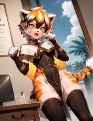 1girls ai_generated anthro arknights big_thighs clothed clothed_female clothing female furry furry_ears furry_female furry_only furry_tail huge_thighs large_thighs prompter100 stable_diffusion thick_thighs thighs tiger tiger_ears tiger_girl tiger_tail waai_fu_(arknights)