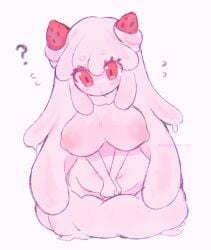 1girls alcremie anthro breasts female looking_at_viewer mawhip pokémon_(species) pokemon red_eyes solo solo_female