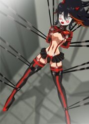 1girls arms_behind_back ballet_boots bondage cameltoe dollification female female_only isolation kill_la_kill mask masked_female matoi_ryuuko posture_collar re-maker senketsu solo suspended_in_midair suspension