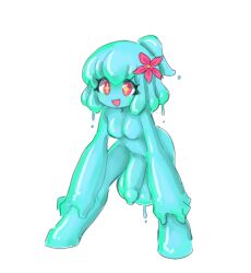 1futa alien alien_futanari balls bent_over big_balls big_penis breasts chaiko_(artist) futa_only futanari huge_balls huge_cock humanoid humanoid_penis juno_(omega_strikers) nude omega_strikers penis pink_eyes slime slime_futa solo standing