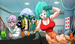 2023 android_16 black_cat blue_eyes blue_eyes_female blue_hair blue_hair_female bulma bulma_(dragon_ball) bulma_briefs bulma_briefs_(cell_saga) cat doctor_briefs dragon_ball dragon_ball_z female kame_paradise_3 male master_roshi muten_roushi orange_hair safe safe_for_work toei_animation yamamoto_doujin