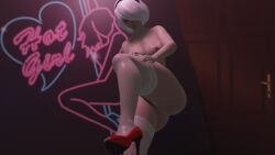 3d assdepik big_ass big_breasts big_butt big_thighs high_heels nier:_automata prostitution solo solo_female stockings white_hair yorha_2b