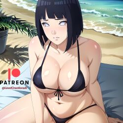 ai_generated bikini boruto:_naruto_next_generations gray_eyes hyuuga_hinata jordan53 large_breasts naruto naruto_(series) navel nipples topless_female