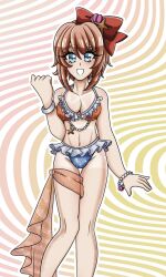 1girls 5_fingers alexvandrya bikini bikini_bottom bikini_top blue_eyes bow bracelet breasts cleavage doki_doki_literature_club female just_sayori sayori_(doki_doki_literature_club) skirt swimsuit_skirt