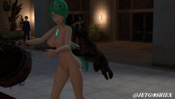 3d areolae breasts completely_nude completely_nude_female core_crystal dropping_object embarrassed embarrassed_nude_female enf exhibitionism female green_hair jetnsfw jumping long_hair naked naked_female nipples nude nude_female plant playful pneuma_(xenoblade) sfm streaking xenoblade_(series)