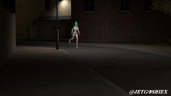 1girls 3d areolae barefoot breasts completely_nude completely_nude_female core_crystal embarrassed embarrassed_nude_female enf exhibitionism female female_only full_body green_hair jetnsfw long_hair naked naked_female nipples nude nude_female outdoors outside pneuma_(xenoblade) running sfm solo solo_female streaking street street_lamp xenoblade_(series)