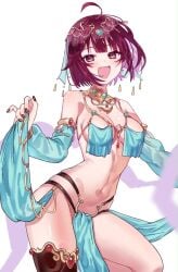 atelier_(series) belly_dancer belly_dancer_outfit belly_dancing blush breast_curtains collar dancer dancer_outfit dancing harem_girl harem_outfit jewelry large_breasts looking_at_viewer nail_polish navel no_panties pelvic_curtain ryuuno6 seductive seductive_smile short_hair sophie_neuenmuller