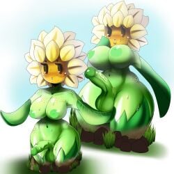 1dickgirl 1futa cute cute_penis dickgirl dwn000 futa_only futanari multiple_angles plants_vs._zombies plants_vs_zombies presenting pvz shocked solo_futa sunflower sunflower_(pvz) sweat