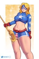 1futa 2023 balls big_breasts blonde_hair blue_eyes blush breasts chastity_cage chastity_device clothed clothing courtney_whitmore dc dc_comics flaccid futa_only futanari futasub hands-free human justice_society_of_america light-skinned_futanari light_skin long_hair masturbation mostly_clothed navel orgasm_denial precum sephiroth-777 solo standing stargirl teasing thick_thighs vaginal_penetration wide_hips