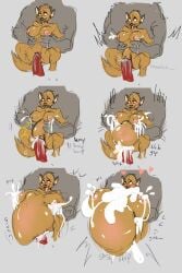 4_fingers anthro anthro_on_anthro anthro_penetrated anthro_penetrating anthro_penetrating_anthro big_belly big_breasts bodily_fluids breast_expansion breasts brown_body brown_fur canid canine comic cum cum_ballooning cum_inflated_breasts cum_through cumflation deer duo expansion female female_penetrated fingers fur genital_fluids genitals grey_body grey_fur heart hi_res huge_breasts inflation lactating_cum looking_pleasured male male/female male_penetrating male_penetrating_female mammal nipples penetration penis pink_nipples pink_pussy pink_tongue pussy red_penis sex solo_focus stomach_bulge tail text tongue tongue_out vaginal_penetration were werecanid werecanine werequeenroz werewolf