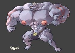 abs biceps big_muscles huge_muscles large_muscles machoke male male_only muscles muscular muscular_arms muscular_male nipples pecs pokemon pokemon_(species) snaresart