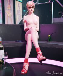 1girls 3d abs alternate_version_available areolae armwear blender bottomless breasts cocktail completely_nude completely_nude_female couch crossed_legs detailed_background drink ear_piercing earrings epic_games eyewear female female_focus female_only fortnite high_heels highres legs_crossed lewdrex light-skinned_female light_skin looking_at_viewer multicolored_hair naked_footwear naked_heels nipples nude nude_female petite petite_body piercing piercings presenting presenting_breasts sabina_(fortnite) sitting small_breasts solo solo_focus sunglasses tinted_eyewear topless two_tone_hair watermark