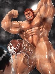 abs armpit_hair balls bara beard big_balls big_muscles big_pecs big_penis blush bodily_fluids boner censored censored_genitalia censored_penis censored_testicles chest_hair cum cum_on_body cum_on_penis daddy dilf ejaculation erection eye_contact fate/grand_order fate_(series) flexing fujimaru_ritsuka_(male) gay hair hairy huge_cock human human_on_human iskandar_(fate) larger_human larger_male looking_pleasured male male/male male_only manly mosaic_censoring mosaic_censorship muscular muscular_human musk musk_clouds nipples nude open_mouth oyatu55k pecs penis pubes red_hair size_difference smaller_human smaller_male steam steaming_body sweat sweating_profusely tongue_out veiny_penis visible_breath yaoi