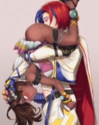 1boy 1boy1girl 1girls 69 alear_(fire_emblem) alear_(male)_(fire_emblem) arms_around_waist blowjob blush brown_hair clothed_sex cunnilingus dancer dancer_outfit dark-skinned_female dragon_cock dragon_penis eating_pussy fire_emblem fire_emblem_engage hair_ornament hand_on_head heart-shaped_pupils interracial long_hair multicolored_eyes multicolored_hair multicolored_penis nintendo penile_spines ponytail rammionn red_and_blue_hair ridged_penis sandals source_request spiked_penis standing_69 standing_sex timerra_(fire_emblem)