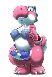 1girls anthro bra breasts clothing dildo dildo_with_face dolphin_(mario) female female_only kitsune_youkai low_res mario_(series) multicolored_body nintendo nipples pink_body sex_toy simple_background solo star strap-on strap-on_with_face strapon super_mario_world two_tone_body underwear white_background white_body yoshi