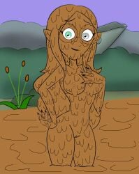 breasts completely_naked completely_nude covered_in_mud dirty dirty_girl disney edit female lilith_clawthorne mud muddy nipples nude nude_female redguy7 straight_hair the_owl_house