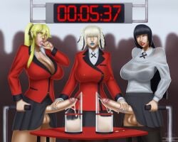 1girls 2021 2futas anmatiel background_characters bami_clan_(kakegurui) bangs big_breasts black_hair blonde_hair blue_eyes blue_lipstick clothed clothed_female clothing contest cum cumshot erection female futa_on_female futanari huge_breasts huge_cock human jabami_yumeko kakegurui light-skinned_futanari light_skin lipstick long_hair makeup masturbation momobami_kirari mostly_clothed pale-skinned_female pale-skinned_futanari pale_skin penis pink_lipstick red_eyes red_lipstick saotome_meari school_uniform schoolgirl standing timer watermark white_hair yellow_eyes