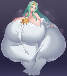 1girls ass bluespice breasts cleavage curvy female female_only fire_emblem fire_emblem:_three_houses gigantic_ass gigantic_breasts green_eyes green_hair hyper_ass hyper_breasts long_hair nintendo open_mouth rhea_(fire_emblem) solo steaming_body thick_thighs voluptuous