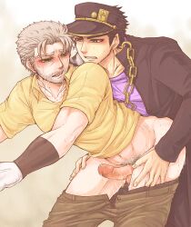 2boys age_difference anal_sex artist_request gay grandfather_and_grandson incest jojo's_bizarre_adventure joseph_joestar jotaro_kujo male male/male male_only old_joseph penis stardust_crusaders yaoi