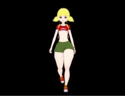 animated backpack bag big_ass bimbo blonde_hair blue_eyes clothing curvy female footwear hoop_earrings huge_ass human inspector_gadget koikatsu penny_gadget shorts smooth_skin sneakers thick thick_thighs wristwear