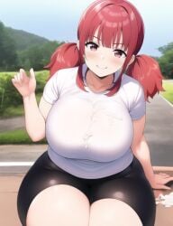 1boy 1girls ai_generated ass big_ass big_breasts big_butt bubble_ass buttjob cum curvy dat_ass erection fat_ass female femdom huge_ass huge_breasts huge_butt keijo!!!!!!!! large_ass large_breasts looking_at_viewer looking_back male one-piece_swimsuit penis red_eyes red_hair swimsuit thick thick_ass toyoguchi_non voluptuous wide_hips