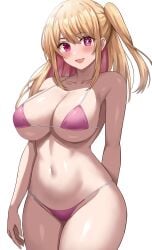 1girls absurdres big_breasts bikini blonde_hair breasts female hoshino_ruby jasony light-skinned_female long_hair oshi_no_ko purple_eyes tagme thick_thighs