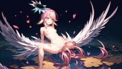 1girl ai_generated amputee anal angel angel_wings bad_anatomy bare_legs belly_bulge breasts cams double_penetration feathered_ears feathered_wings female female_only halo heart in_water jibril_(no_game_no_life) kemonomimi medium_hair missing_leg navel no_game_no_life nude outdoors pink_eyes pink_hair pussy small_breasts solo spead_legs_up stable_diffusion tattoo tattoo_on_legs tentacle tentacle_hair tentacles_around tentacles_vaginal trembling vaginal water wet_body wings