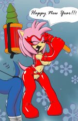 amy_rose anthro armwear ass bent_over blue_body bottomwear breasts choker christmas_tree_toy closed_eyes clothing collar colored corset crotchless_bottomwear crotchless_clothing crotchless_pants dialogue dominant dominant_female duo elbow_gloves eulipotyphlan eyelashes female femdom gloves grose handwear hedgehog hi_res holidays imminent_anal imminent_insertion laced_corset latex latex_clothing latex_gloves lingerie male mammal muffled new_year pants piko_piko_hammer pink_body pussy red_latex red_rubber rubber rubber_clothing sega sex_toy shaking smile sonic_(series) sonic_the_hedgehog sonic_the_hedgehog_(series) straps submissive submissive_male tied_legs topwear trembling unseen_male_face