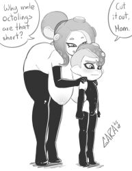 1boy balls_in_leotard big_ass big_breasts bulge bulge_through_clothing female feminine_male garabatoz height_difference larger_female leotard_bulge milf mother_and_son naked nintendo nude octoling octoling_boy octoling_girl otoko_no_ko penis_in_leotard size_difference smaller_male splatoon trap young younger_male