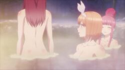 5girls animated anime ass back back_view blue_eyes breasts brown_hair english_dub female female_only go-toubun_no_hanayome hot_spring huge_breasts large_breasts multiple_girls nakano_miku nakano_nino nakano_yotsuba orange_hair pink_hair quintuplets red_hair screencap sound tagme thick_thighs video wide_hips