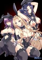 3girls alpha_(the_eminence_in_shadow) breasts bunny_costume bunny_ear bunny_ears bunny_ears_(cosmetic) bunnyears cleavage eta_(the_eminence_in_shadow) female female_only females females_only gamma_(the_eminence_in_shadow) kage_no_jitsuryokusha_ni_naritakute! large_breasts mibry_(phrysm) multiple_girls the_eminence_in_shadow