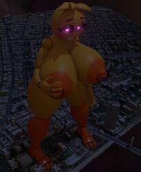 1girls 3d 3d_(artwork) areolae big_areola big_breasts big_nipples bigger_female blender city cityscape completely_nude completely_nude_female eyelashes feet female female_only five_nights_at_freddy's five_nights_at_freddy's_2 fnaf full_body giantess goolba hand_on_breast huge_breasts large_areolae looking_down macro naked naked_female nipple_piercing nipples nude nude_female piercing pink_eyes smile smiling solo solo_female standing toy_chica_(fnaf)-