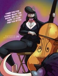 anthro anthrofied big_ass big_breasts big_butt clothing dr_awesomelbs english_text huge_ass huge_breasts huge_butt looking_at_viewer my_little_pony octavia_melody patreon_logo patreon_username smooth_skin suit text thebigbadwolf01 voluptuous